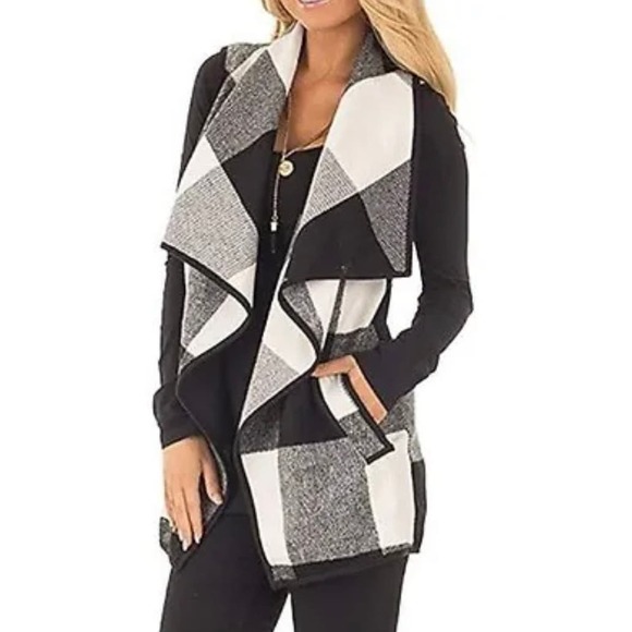 West Loop Jackets & Blazers - West Loop Buffalo Plaid Vest Cotton & Wool* Blend Sleeveless One Size wom 201